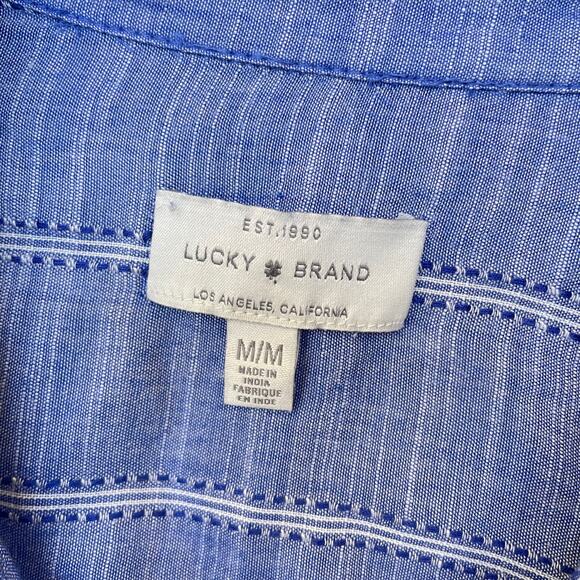 Lucky Brand Women's Button Down Shirt Stretch Striped Button Fly Blue Size M - Picture 2 of 10